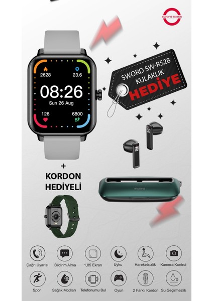 Career Akıllı Saat Kulaklık Hediye! Ios&android Uyumlu Bildirim,uyku Takibi,spor,sağlık IP67 SW-21V