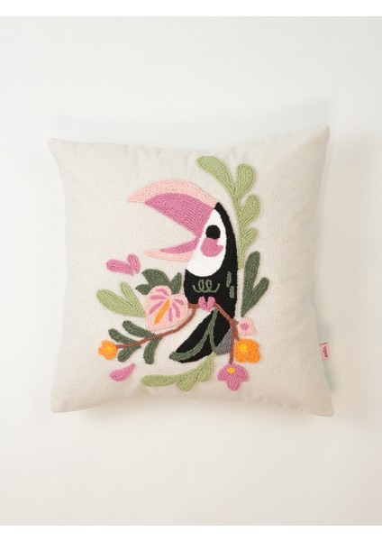 Papağan Kuş Punch Kırlent Kılıfı