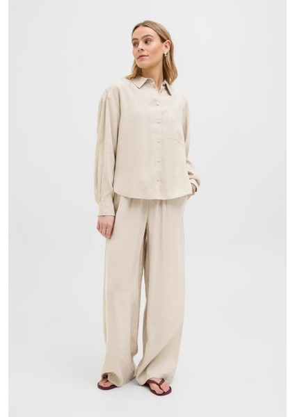 Kadın Jxfıe Rahat Kesim Uzun Kollu Gömlek 12270927 Bej