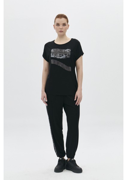 Kadın Önü Payet Desenli Sırt Detaylı Düşük Kol Bluz 5849 Siyah fiyatları