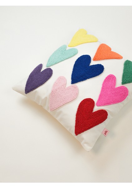 LOVE DROP - Kalp Punch Kırlent Kılıfı - Renkli