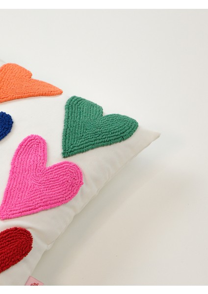 LOVE DROP - Kalp Punch Kırlent Kılıfı - Renkli