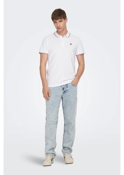 Erkek Onsfletcher Polo Yaka %100 Pamuk T-Shirt 22024827 Beyaz modelleri