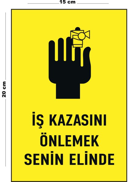 Metal Kompresör Kullanma Talimatı 15 cm x 20 cm Uyarı Levhası Yönlendirme Tabelası
