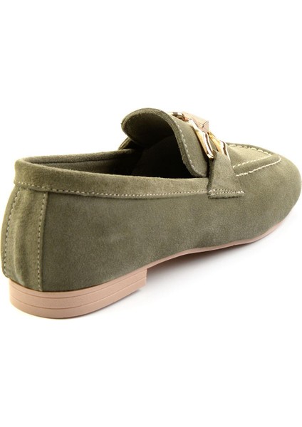 Yeşil Süet Deri Kadın Loafer Ayakkabı K01763071002 modelleri