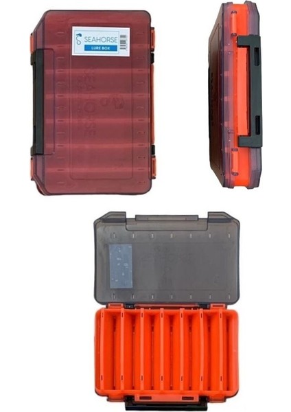 Çift Taraflı 14 Gözlü Maket Yem Kutusu 19.5X11X3.5CM (Max 9cm Maketler Için) Turuncu