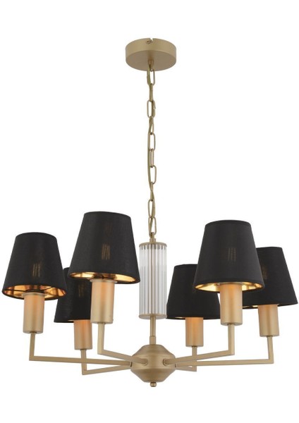 Ellery 6'lı Eskitme Siyah Şapkalı Modern Plafonyer Genç Odası Yatak Odası Retro Salon Avize