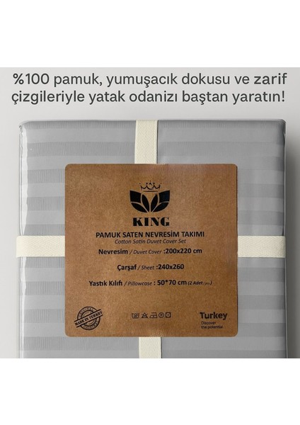Pamuk Saten Çift Kişilik Nevresim Takımı Çizgili fiyatları