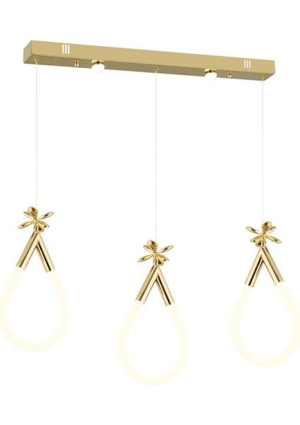 Vojens 3'lü Sıralı 42 Watt Gold Ledli Kelebek Detaylı Modern Koridor, Yatak Odası Salon Sarkıt LED modelleri