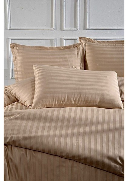 Pamuk Saten Çift Kişilik Nevresim Takımı Çizgili