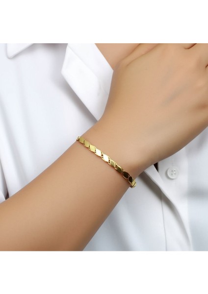 Altın Renkli Örgülü Çelik Bileklik modelleri