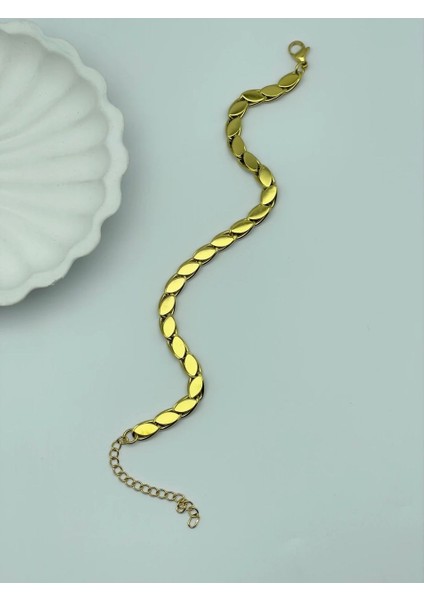 Altın Renkli Örgülü Çelik Bileklik fırsatları