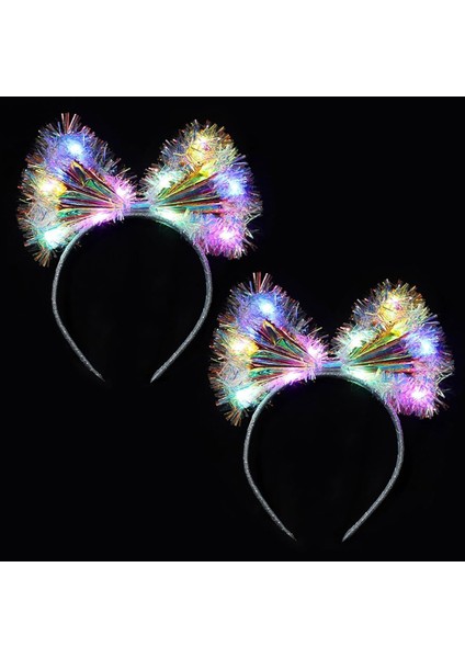 Işıltılı Fiber Fiyonk Gece Tacı Işıklı Ledli Eğlence Tacı 1 Adet 20 x 21 cm
