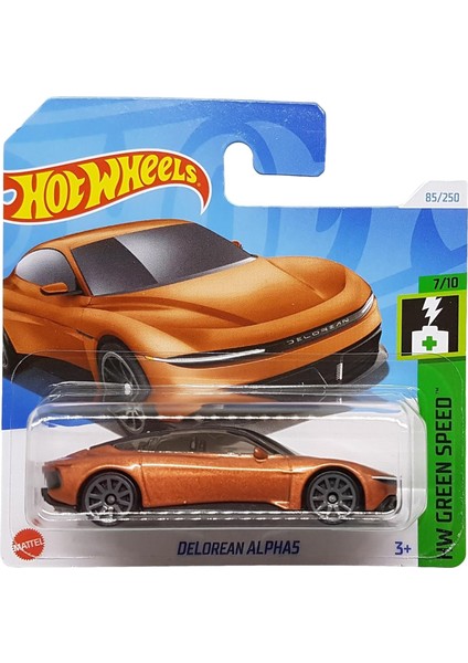 Wheels - Delorean Alpha5 - Hw Green Speed 7/10 - HTD32 - Short Card - Dmc - Turuncu Metalik - Mattel 2024-1:64