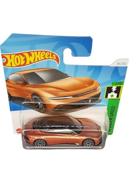 Wheels - Delorean Alpha5 - Hw Green Speed 7/10 - HTD32 - Short Card - Dmc - Turuncu Metalik - Mattel 2024-1:64