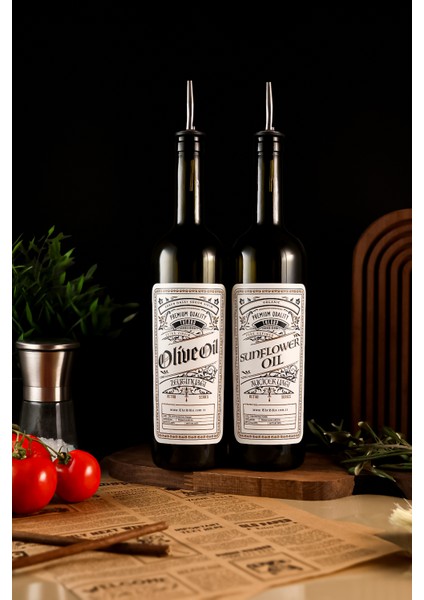750ML Retro Serisi Zeytinyağı Şişesi ve Ayçiçek Yağı, Yağdanlık, Yağlık