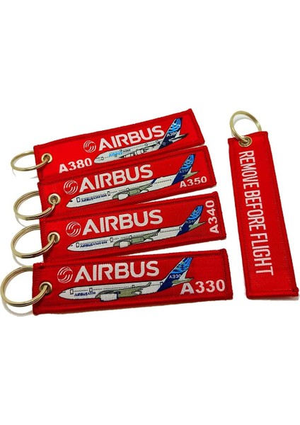 A380 A350 A340 A330 Remove Before Flight Anahtarlık 4 Lü Set