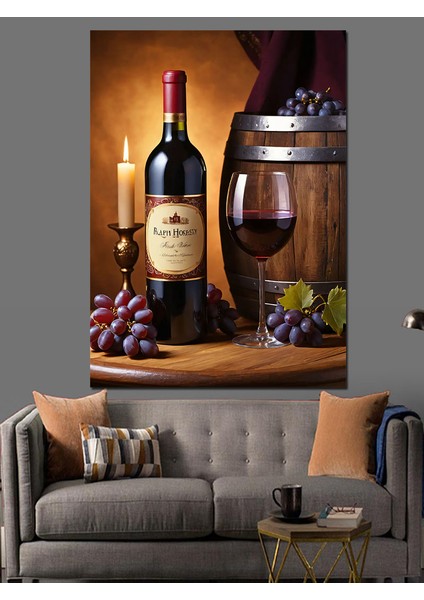 Şarap ve Ahşap Fıçı Dekoratif Kanvas - Mdf Ahşap Tablo fiyatları