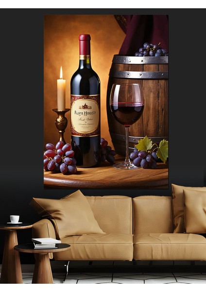 Şarap ve Ahşap Fıçı Dekoratif Kanvas - Mdf Ahşap Tablo fırsatları