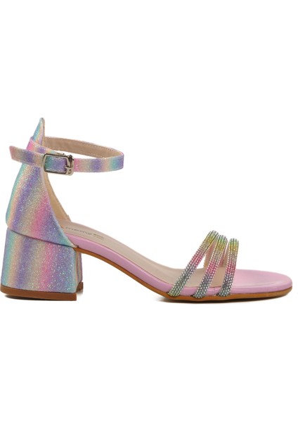 Pembe Taş İşlemeli Kız Çocuk Sandalet 254 Ry 6504 F