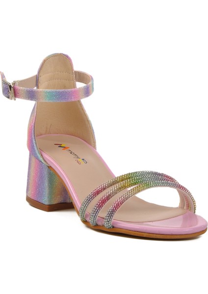 Pembe Taş İşlemeli Kız Çocuk Sandalet 254 Ry 6504 F