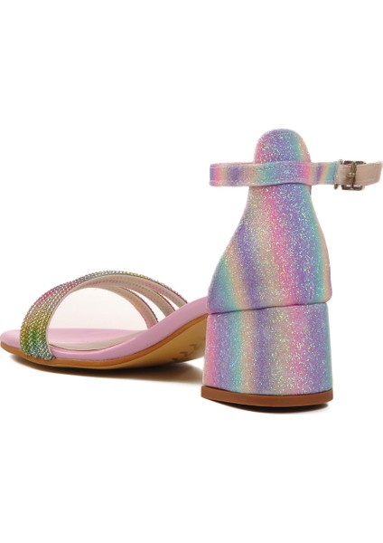 Pembe Taş İşlemeli Kız Çocuk Sandalet 254 Ry 6504 F