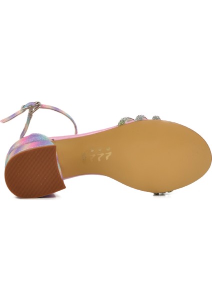 Pembe Taş İşlemeli Kız Çocuk Sandalet 254 Ry 6504 F