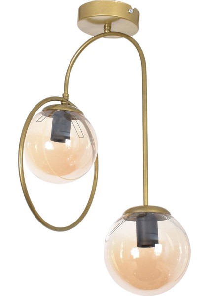 Bali Modern Salon - Mutfak - Yatak Odası - Hol Eskitme Renk Gövde Bal Cam 2 Li Avize fiyatları