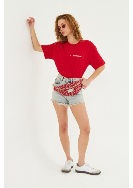 Los Angeles Baskılı %100 Pamuk Oversize Kadın Tişört indirimleri