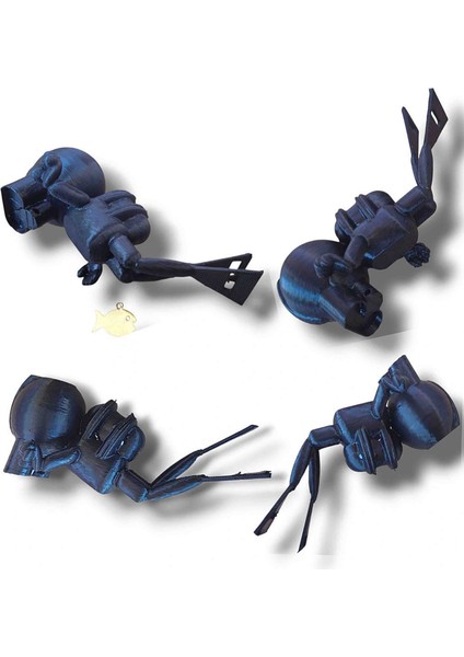 Dalgıç Akvaryum Dekoru Pla Malzeme 2 Adet 10 cm (Siyah)