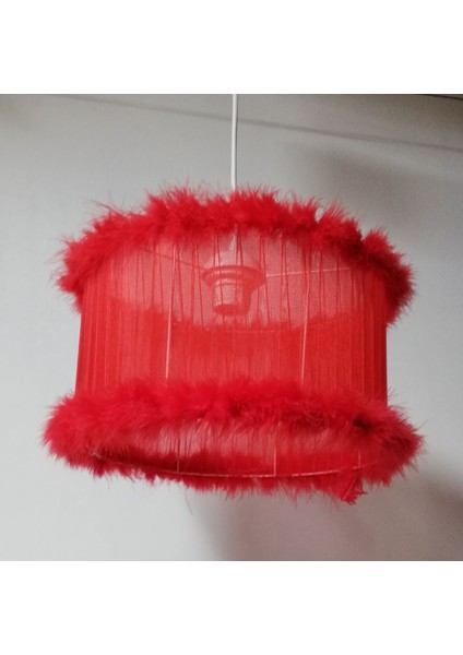 Beyaz Kırmızı Pembe Siyah Kız Erkek Çocuk Odası Tüylü Avize Yatak Odası Avizesi Çap 30 cm