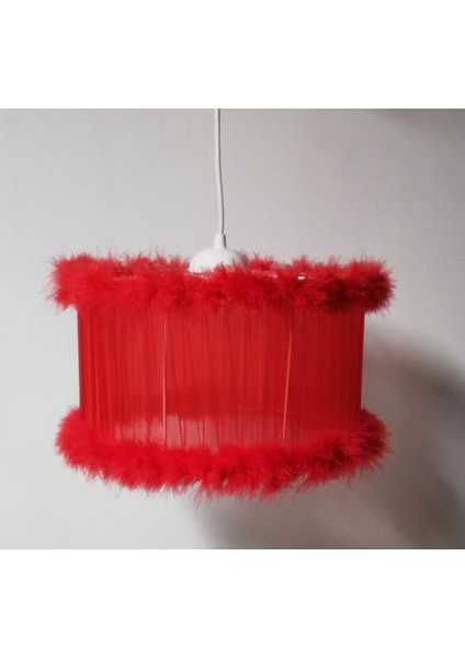 Beyaz Kırmızı Pembe Siyah Kız Erkek Çocuk Odası Tüylü Avize Yatak Odası Avizesi Çap 30 cm