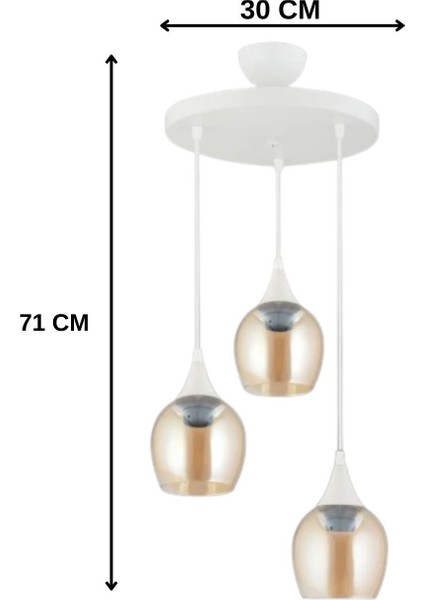 Damlam 3'lü Modern Beyaz - Bal Camlı Sarkıt Avize - Yatak Odası - Salon - Mutfak - Hol - Ofis modelleri