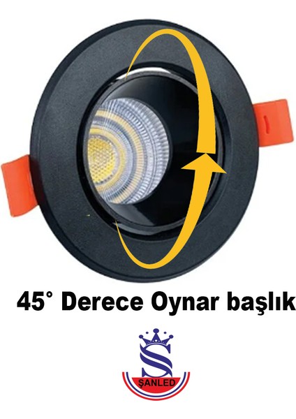 7W Sıva Altı Oynar Başlık GU10 Siyah Kasa Beyaz ışık LED Spot Lamba-4 Adet fırsatları