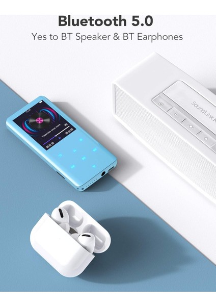Mp3 Çalar Bluetooth 5.3, 32 GB Hifi Sound Müzik Çalar, 2,4 Inç
