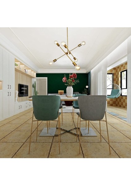 Eliza Modern Salon - Mutfak - Yatak Odası Eskitme Renk 6 Lı Avize (Ampulsüz)