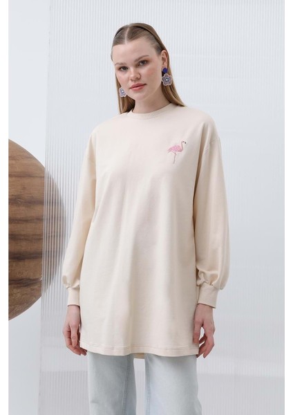 25Y10630 Sweat Flamingo Detay - Puane - 25Y10630 - Bej - 2