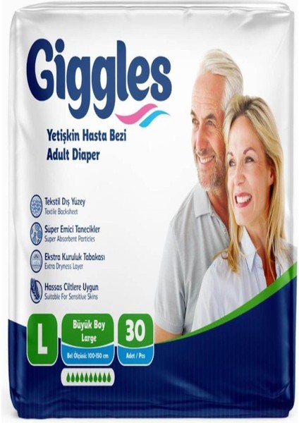 Gıggles Hasta Bezi Bel Bantlı Large 30 Lu
