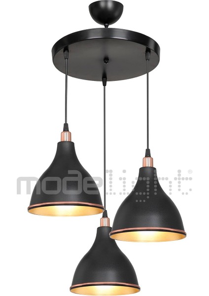 Tilda 3lü Çember Avize Siyah Salon-Oturma Odası-Çocuk Odası-Yatak Odası-Yemek Odası-Antre-Mutfak