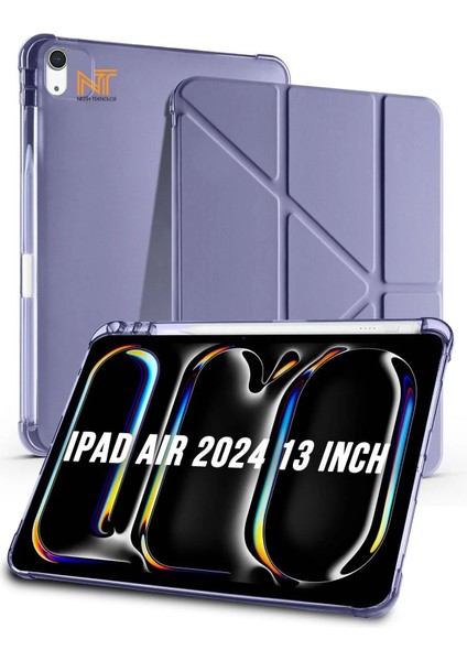 Apple iPad Air 2024 / 2025 13 Inch Uyumlu Tri Folding Kalem Bölmeli Uyku Modlu Akıllı Kılıf