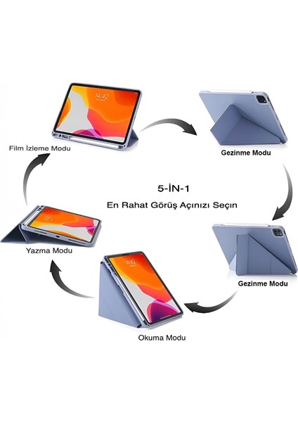 Apple iPad Air 2024 / 2025 13 Inch Uyumlu Tri Folding Kalem Bölmeli Uyku Modlu Akıllı Kılıf indirimleri