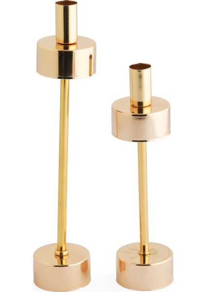 Burj 2'li Şamdan Gold Kaplama Dekoratif Metal Mumluk Şamdan Seti fırsatları