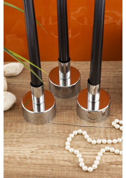 Arte 3'lü Şamdan Gümüş Kaplama Dekoratif Metal Mumluk Küçük Şamdan Seti modelleri