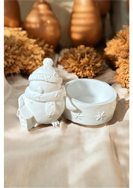 Ham Taş Yılbaşı Şapkalı Kuş Mumluk