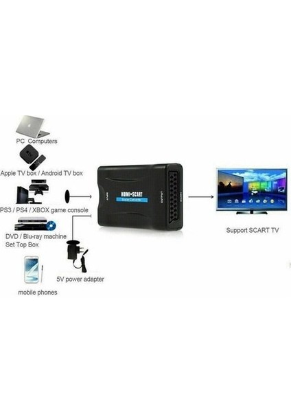 HDMI To Scart Av Çevirici Dönüştürücü Skart Convert