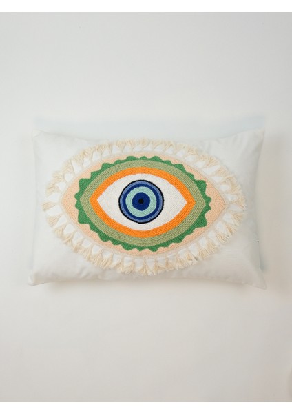 SOLAR VISION - Göz Figürlü Püsküllü Punch Kırlent Kılıfı