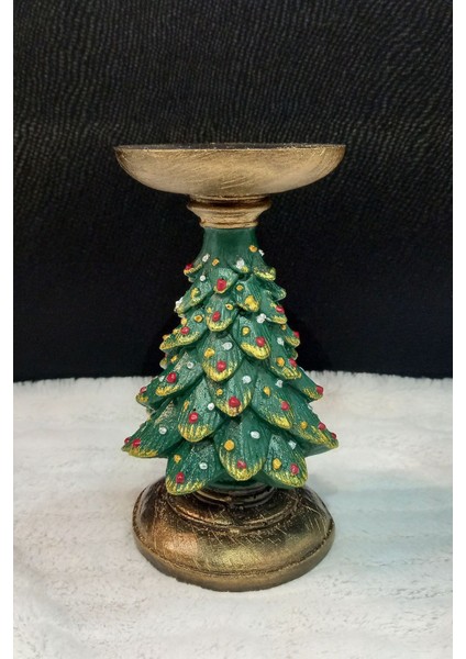 Yılbaşı Ağacı Şamdan Merry Christmas Dekoratif Yeşil Noel Çam Ağacı Mumluk Küçük Boy 15 x 12 cm fiyatları