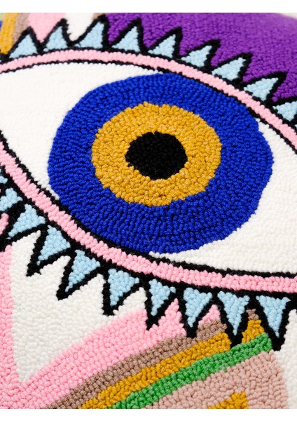 Özel Tasarım Renkli Göz Punch Kırlent Kılıfı / Mor-Turuncu modelleri