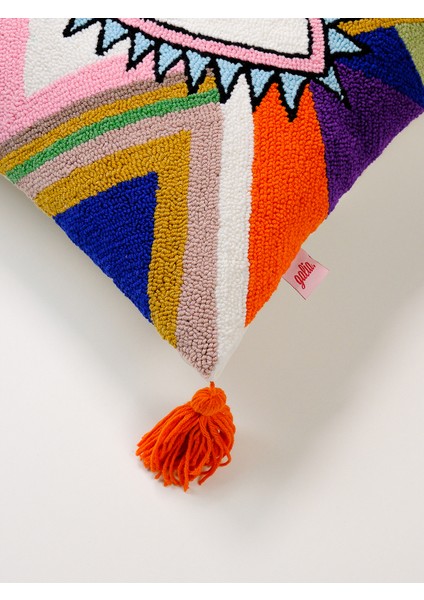 Özel Tasarım Renkli Göz Punch Kırlent Kılıfı / Mor-Turuncu fırsatları