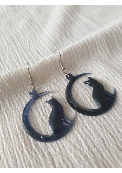 Kedi Figürlü Küpe, Ay Üzerinde Kedi modelleri